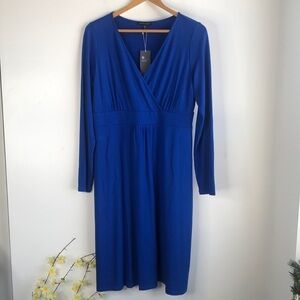 Eileen Fisher cobalt blue surplice midi dress